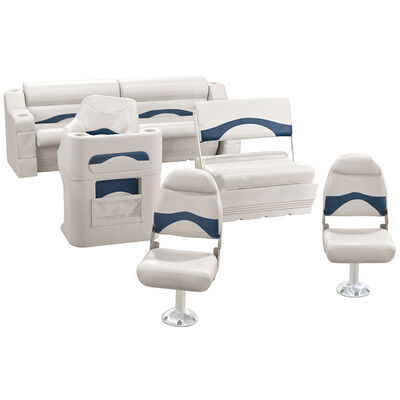 Toonmate Premium Pontoon Furniture Package, Pontoon Fishing Group, Platinum/Midnight/Blue